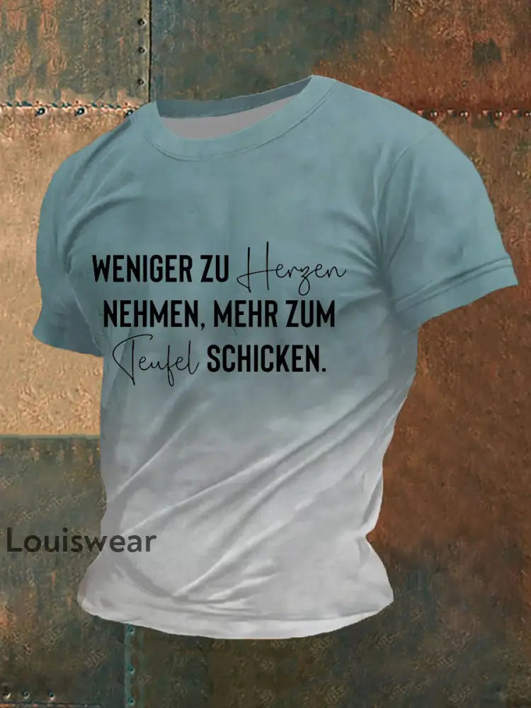 Herren Weniger Zu Herzen Nehmen Mehr Zum Teufel Schicken T-Shirt mit kurzen Ärmeln Himmelblau / S