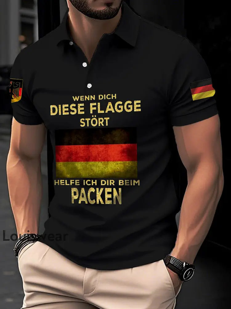 Herren Wenn dich diese flagge stört helfe ich dir im packen bedrucktes Kurzarm-Polos hirt Schwarz / S