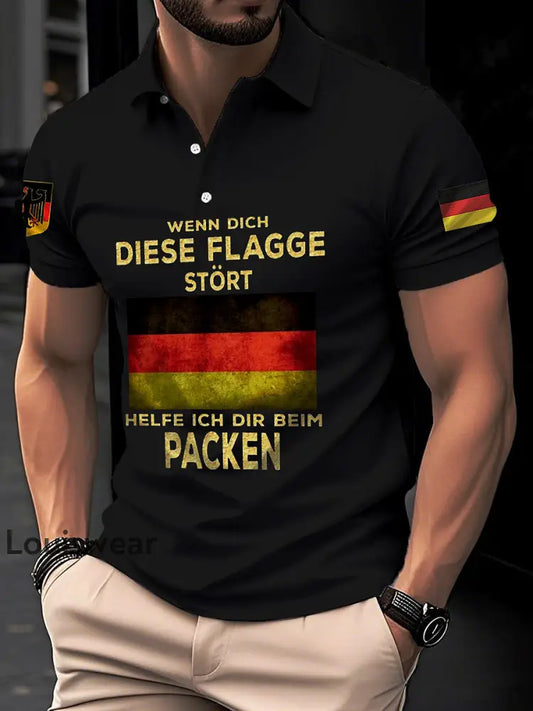 Herren Wenn dich diese flagge stört helfe ich dir im packen bedrucktes Kurzarm-Polos hirt Schwarz / S