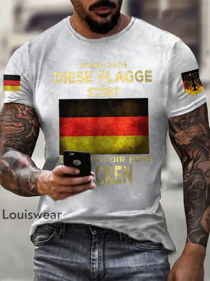 Herren Wenn dich diese flagge stört helfe ich dir im packen bedrucktes Kurzarm-T-Shirt Weiß / S