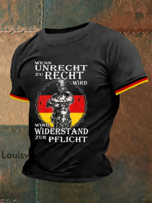 Herren Wenn Unrecht Zu Recht Herrgd Wider stand Zur Pflicht T-Shirt mit kurzen Ärmeln Schwarz / S