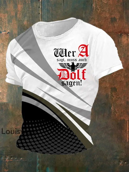 Herren Wer A Sagt Muss Auch Dolf Sagen Bedrucktes Kurzarm-T-Shirt Schwarz / S
