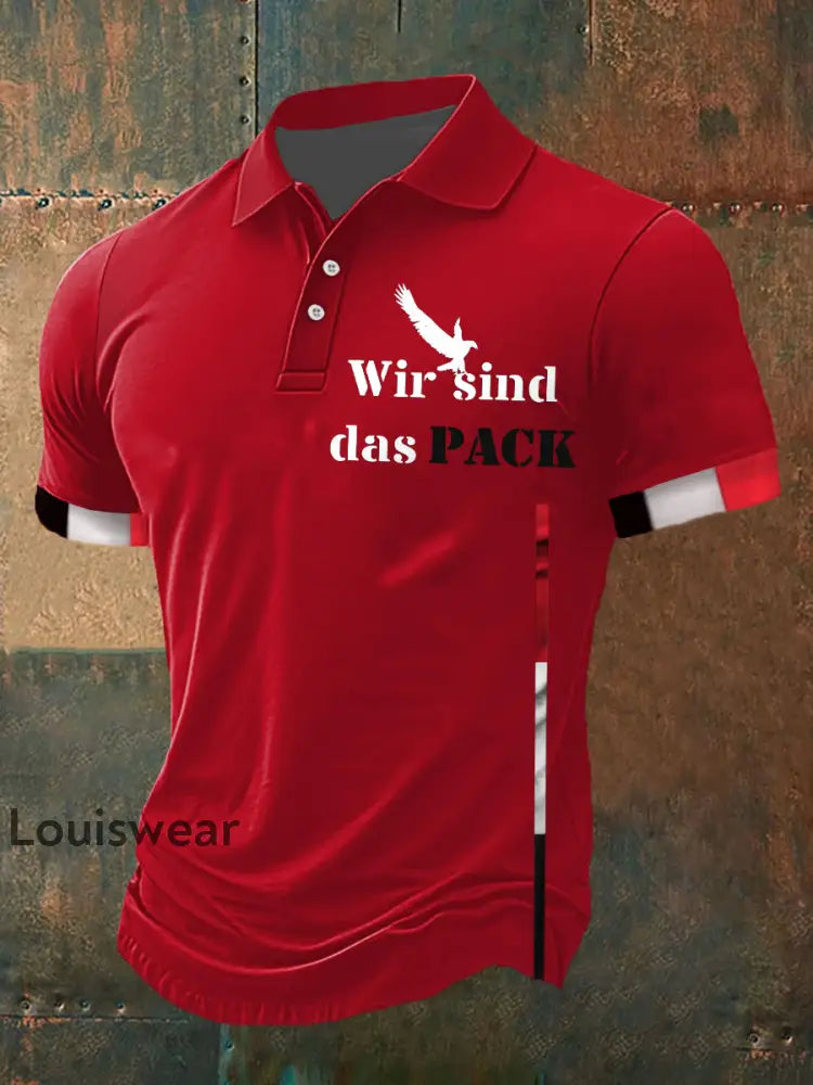 Herren Wir sind das Pack Bedrucktes Kurzarm-Polos hirt Rot / S