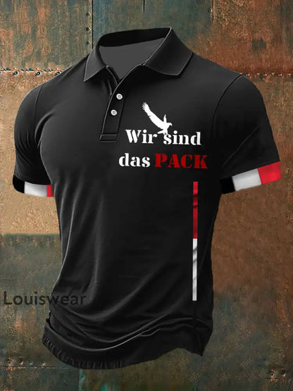 Herren Wir sind das Pack Bedrucktes Kurzarm-Polos hirt Schwarz / S