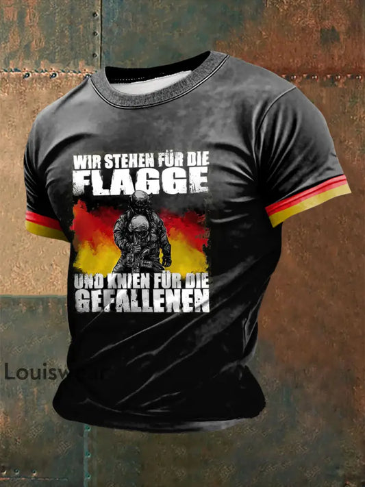 Herren Wir stehen für die Flagge Bedrucktes Kurzarm-T-Shirt Schwarz / S