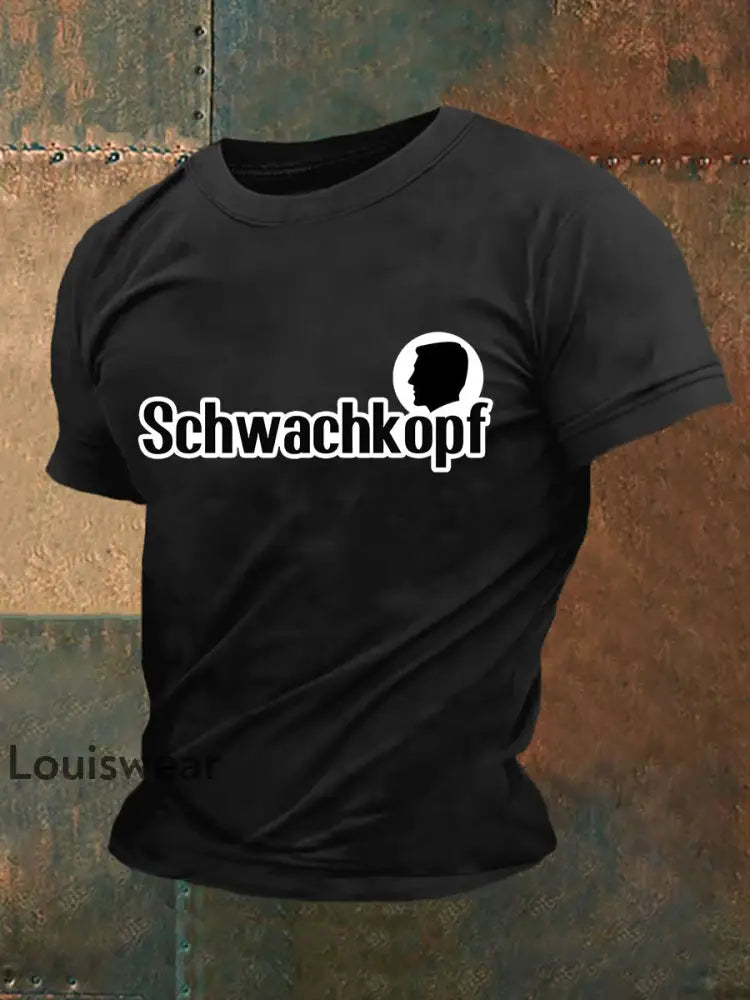 Kurz ärmel iges Herren T-Shirt Schwachkopf Schwarz / S