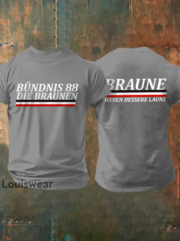 Kurz ärmel iges T-Shirt für Herren ohne Sonne braun bedruckt Hellgrau / S