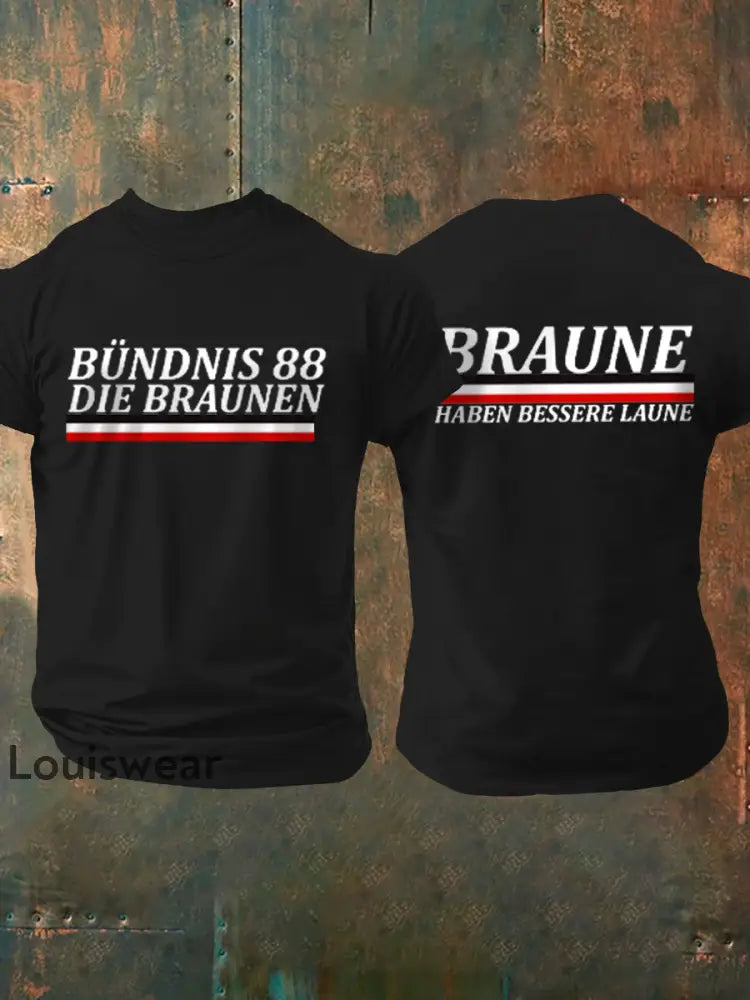 Kurz ärmel iges T-Shirt für Herren ohne Sonne braun bedruckt Schwarz / S