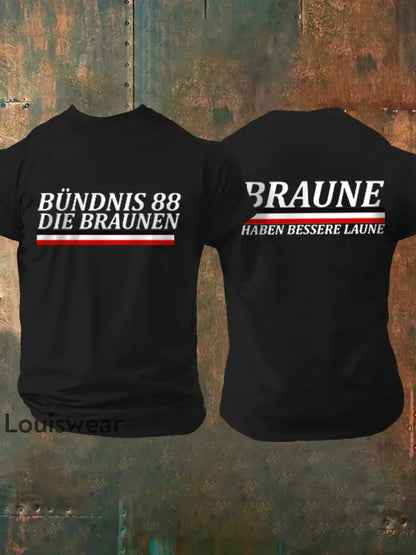 Kurz ärmel iges T-Shirt für Herren ohne Sonne braun bedruckt Schwarz / S