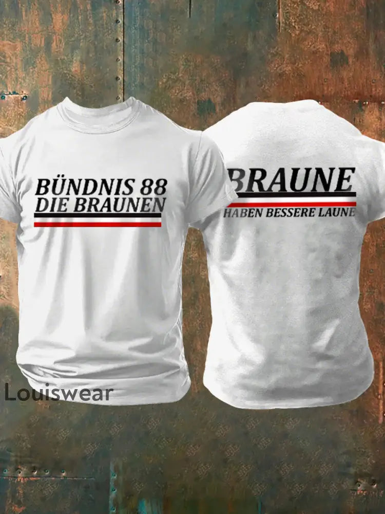 Kurz ärmel iges T-Shirt für Herren ohne Sonne braun bedruckt Weiß / S
