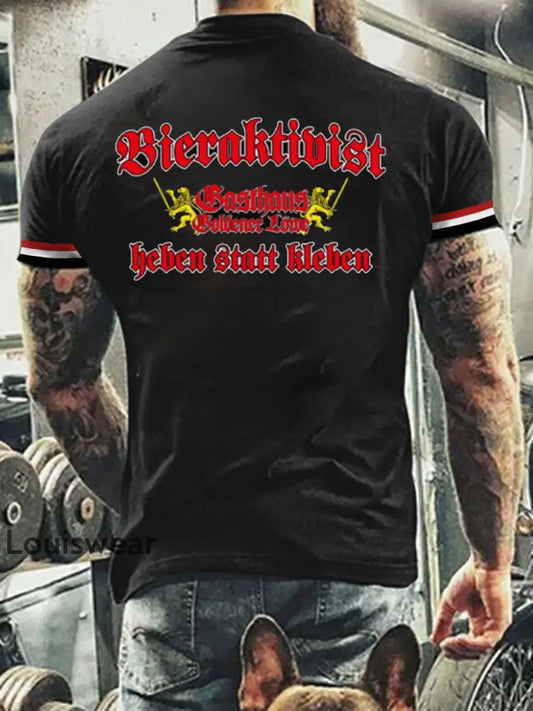 Kurzärmliges T-Shirt für Männer mit deutschem Kunstdruck A / S