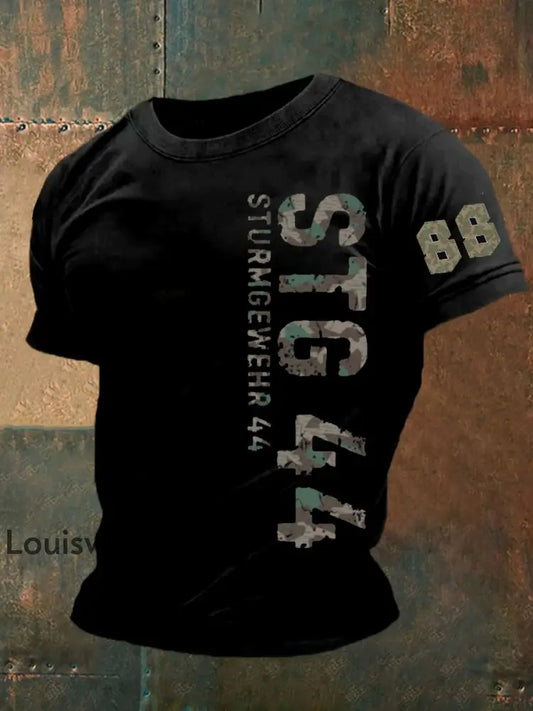 Kurzärmliges T-Shirt für Männer mit deutschem Kunstdruck A / S
