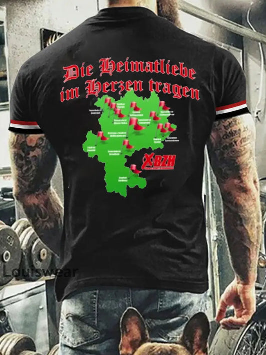 Kurzärmliges T-Shirt für Männer mit deutschem Kunstdruck A / S