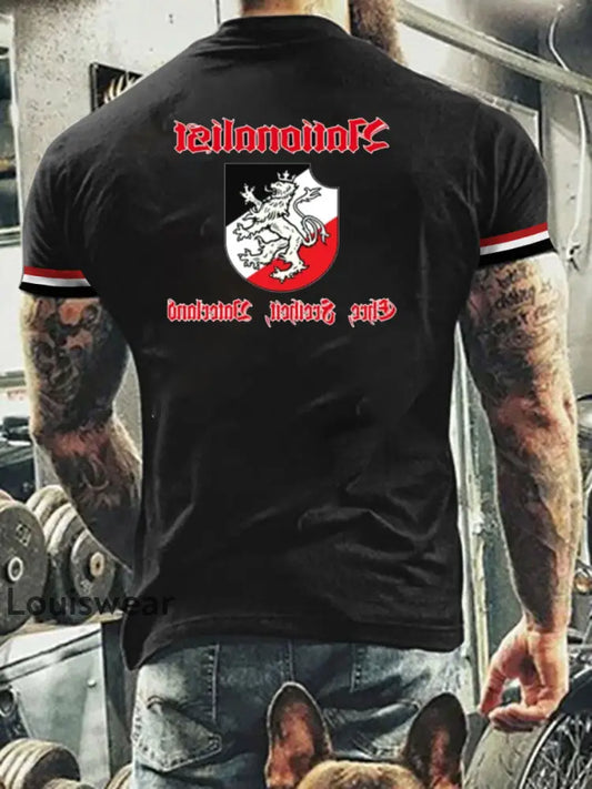 Kurzärmliges T-Shirt für Männer mit deutschem Kunstdruck A / S