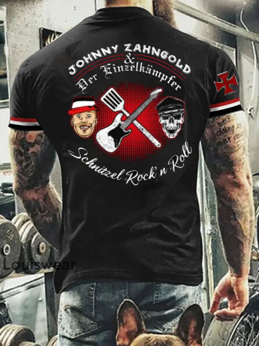 Kurzärmliges T-Shirt für Männer mit deutschem Kunstdruck A / S