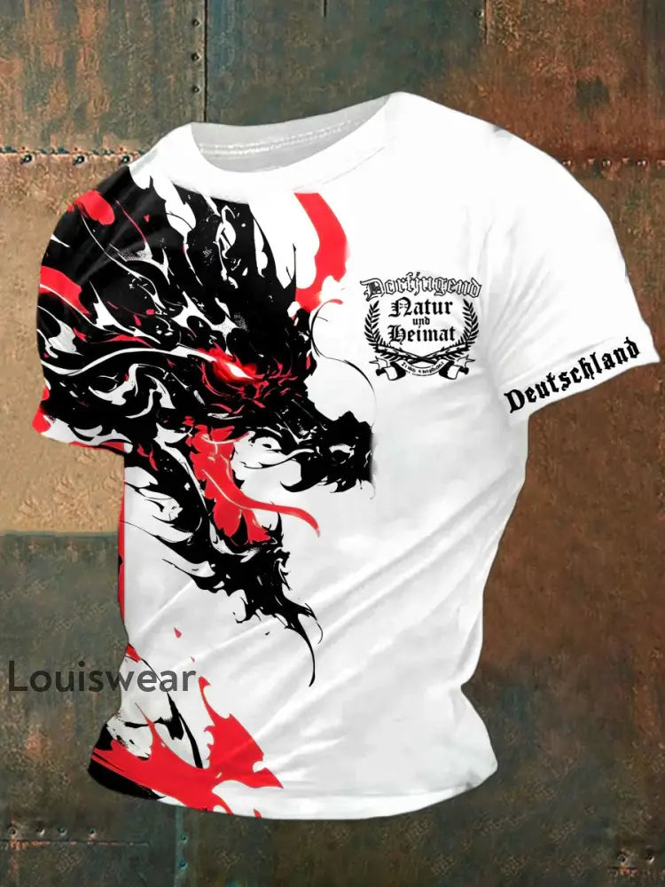 Kurzärmliges T-Shirt für Männer mit deutschem Kunstdruck A / S