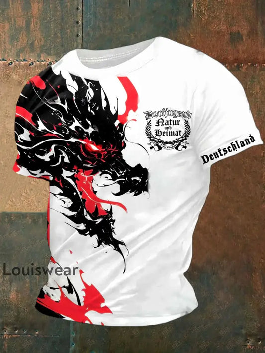 Kurzärmliges T-Shirt für Männer mit deutschem Kunstdruck A / S