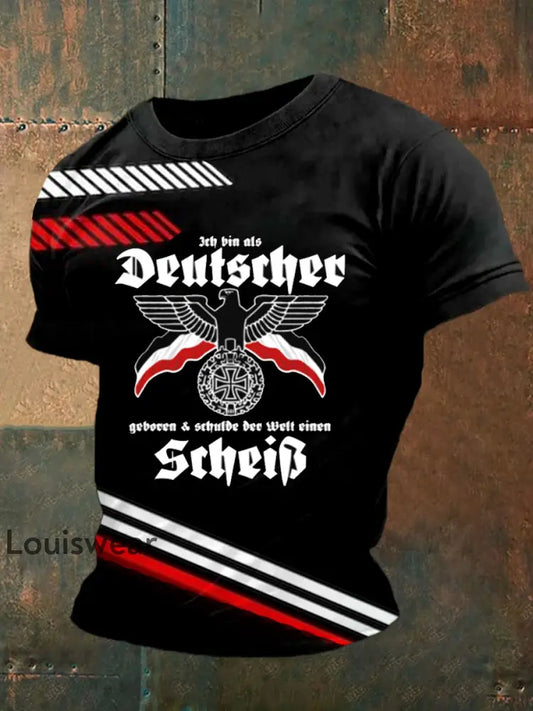 Kurzärmliges T-Shirt für Männer mit deutschem Kunstdruck A / S