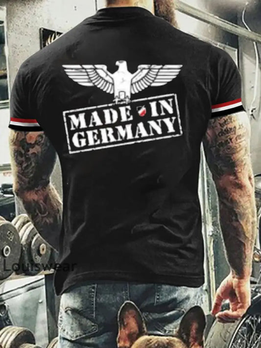 Kurzärmliges T-Shirt für Männer mit deutschem Kunstdruck A / S