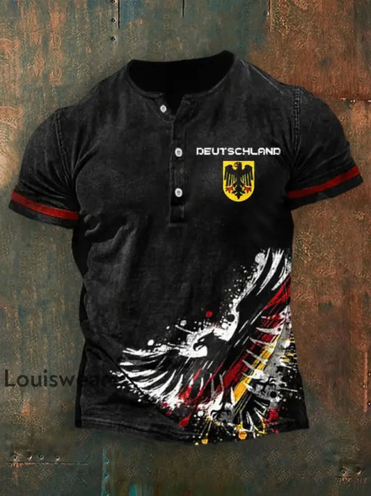Kurzarm-Polos hirt für Männer Deutschland Design Schwarz / S