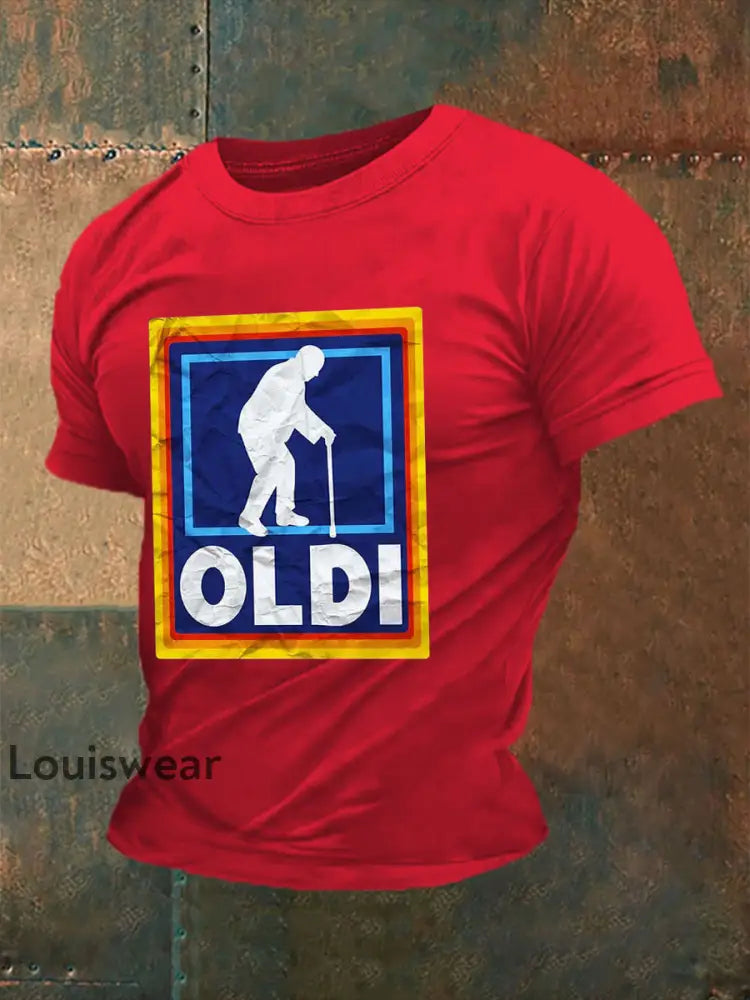 Kurzarm-T-Shirt für Herren OLDI bedruckt Reines Rot / S