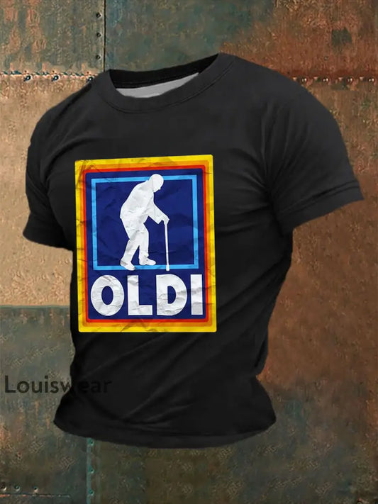 Kurzarm-T-Shirt für Herren OLDI bedruckt Schwarz / S