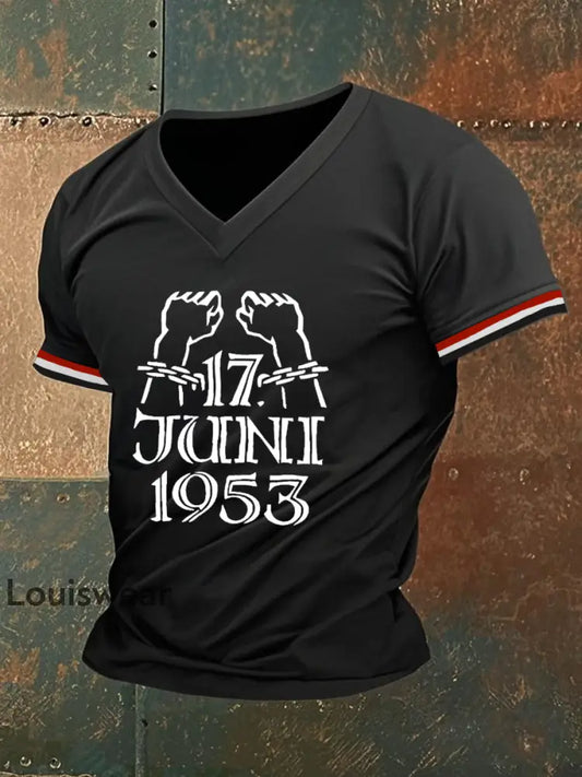 Kurzarm-T-Shirt für Herren Ost deutschland Volksaufstand-Bedrucktes T-Shirt Schwarz / S