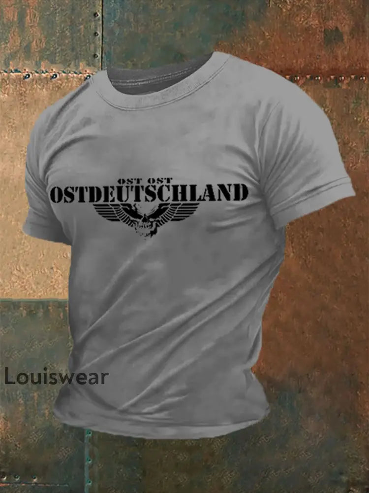 Kurzarm-T-Shirt für Männer mit Totenflügel-Druck Hellgrau / S