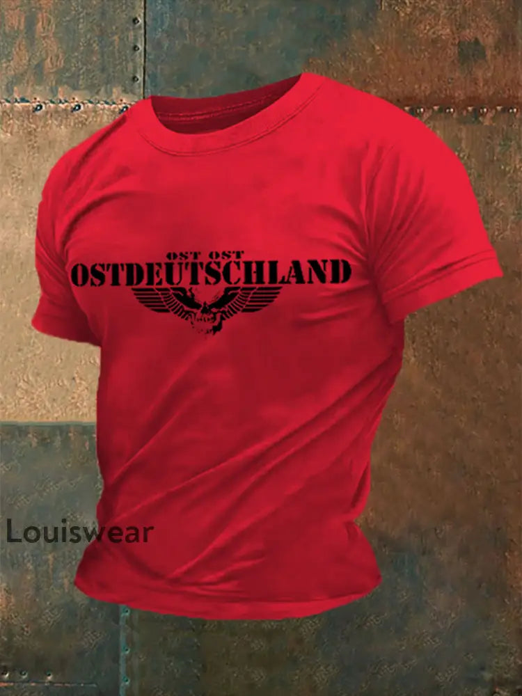 Kurzarm-T-Shirt für Männer mit Totenflügel-Druck Reines Rot / S