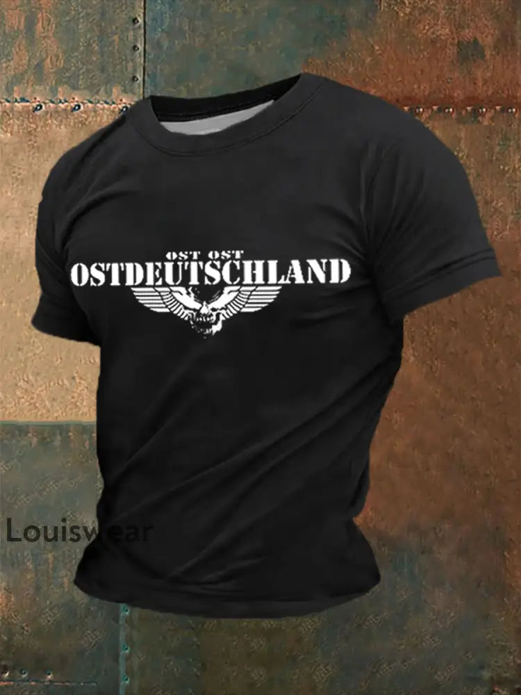 Kurzarm-T-Shirt für Männer mit Totenflügel-Druck Schwarz / S