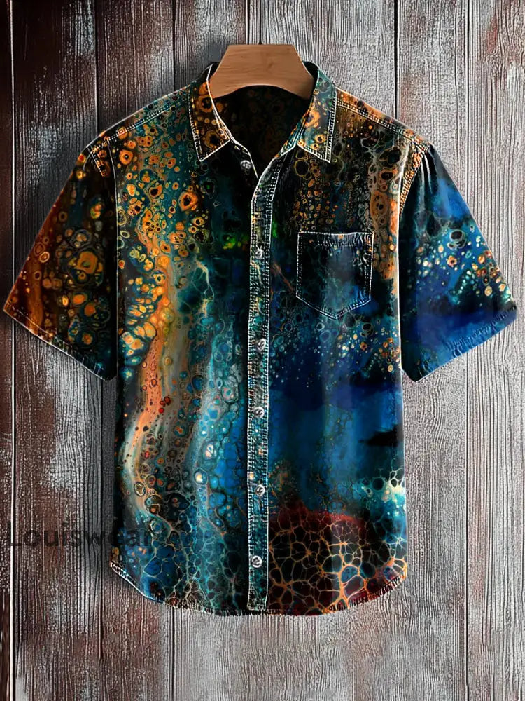 Kurzarm-Taschen hemd für Männer mit abstraktem Kunstdruck A / S