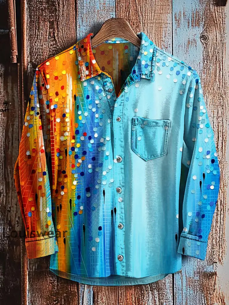 Langärmliges Herren-Hemd mit Retro-Kunstdruck A / S