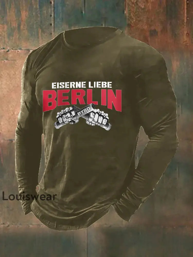 Langarm-T-Shirt für Herren Eiserne Liebe Berlin Armee grün / S