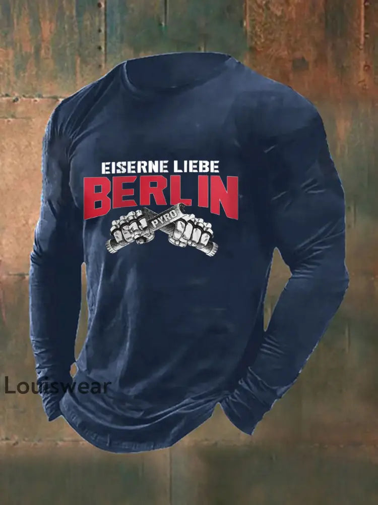 Langarm-T-Shirt für Herren Eiserne Liebe Berlin Marineblau / S