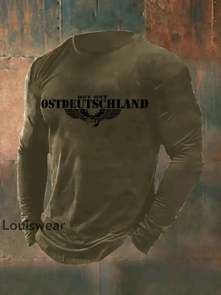 Langarm-T-Shirt für Herren mit Totenflügel Armee grün / S