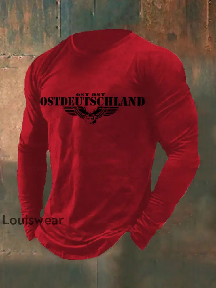 Langarm-T-Shirt für Herren mit Totenflügel Rot / S