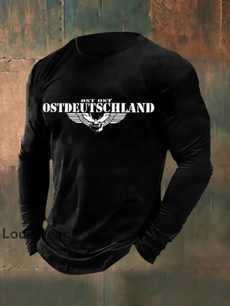 Langarm-T-Shirt für Herren mit Totenflügel Schwarz / S