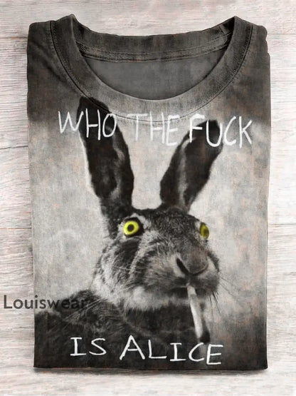 Lustiges süßes Häschen-Rauchen mit lässiger Kurzarm-T-Shirt Schwarz / S
