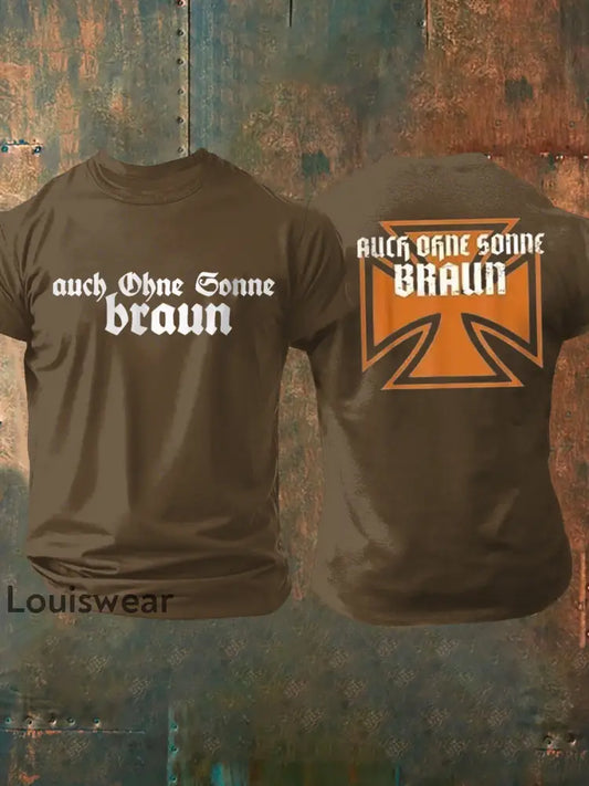 Männer Auch ohne Sonne braun bedrucktes Kurzarm-T-Shirt Braun / S