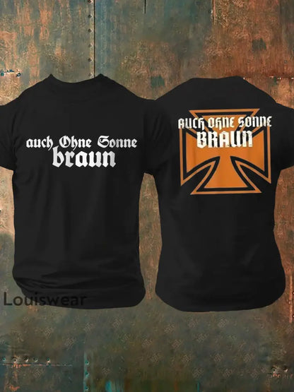 Männer Auch ohne Sonne braun bedrucktes Kurzarm-T-Shirt Schwarz / S
