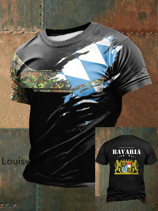 Männer Bavaria bedrucktes Kurzarm-T-Shirt Schwarz / S