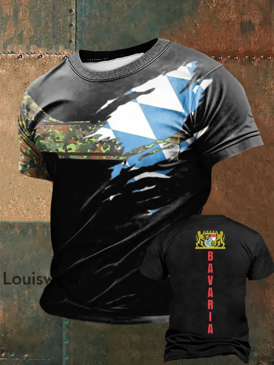 Männer Bavaria bedrucktes Kurzarm-T-Shirt Schwarz / S