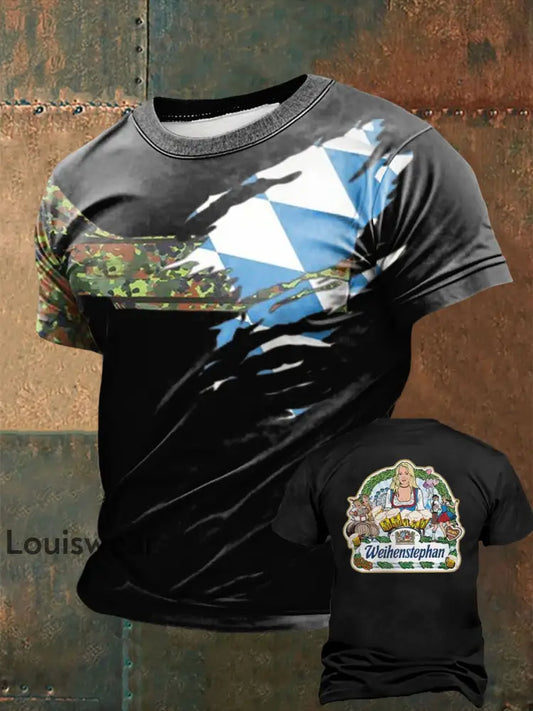 Männer Bavaria bedrucktes Kurzarm-T-Shirt Schwarz / S