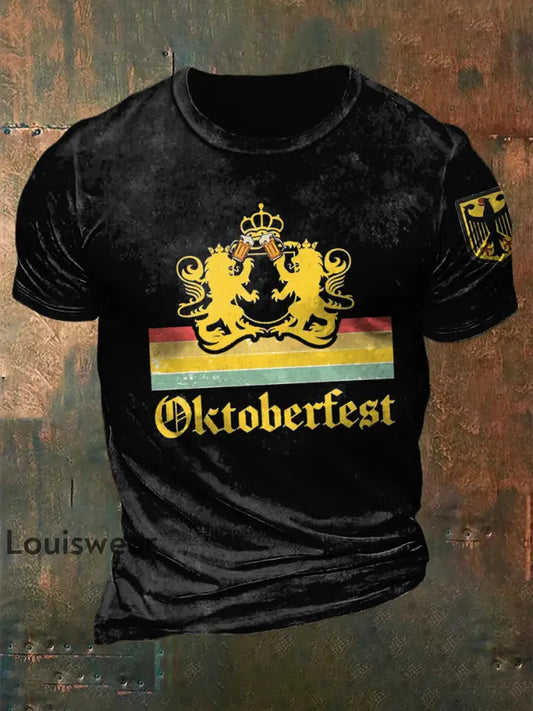 Männer Bier Fest Print T-Shirt Schwarz / S