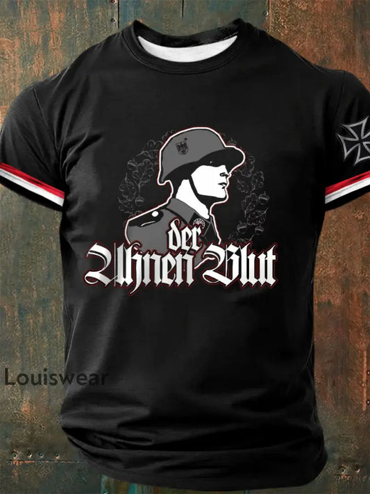 Männer Der Ahnen Blut bedrucktes Kurzarm-T-Shirt Schwarz / S