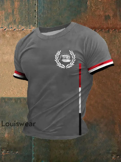 Männer Der Stahlhelm bedrucktes Kurzarm-T-Shirt Hellgrau / S