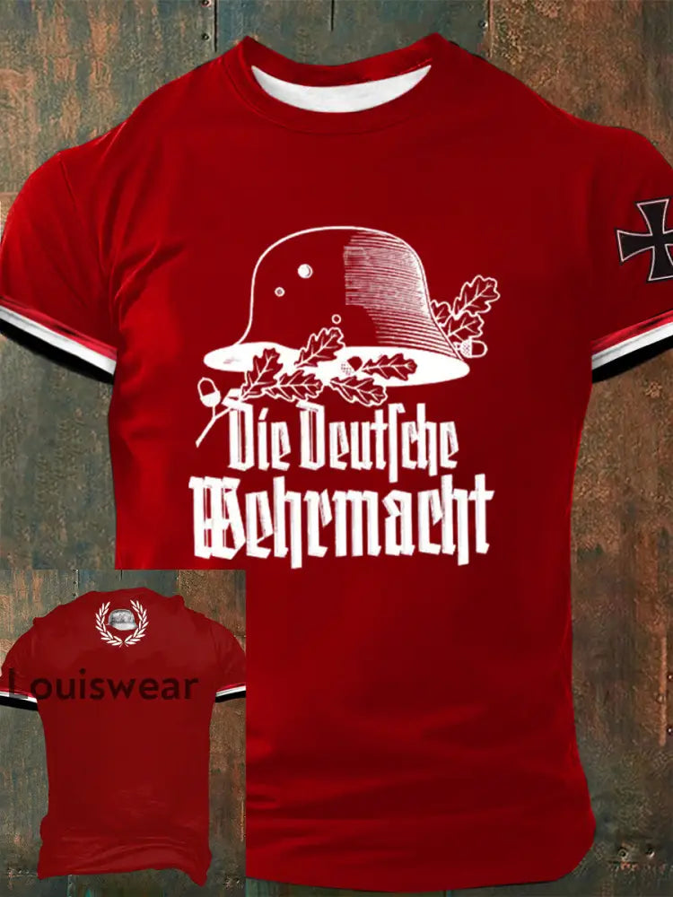 Männer Der Stahlhelm bedrucktes Kurzarm-T-Shirt Rot / S