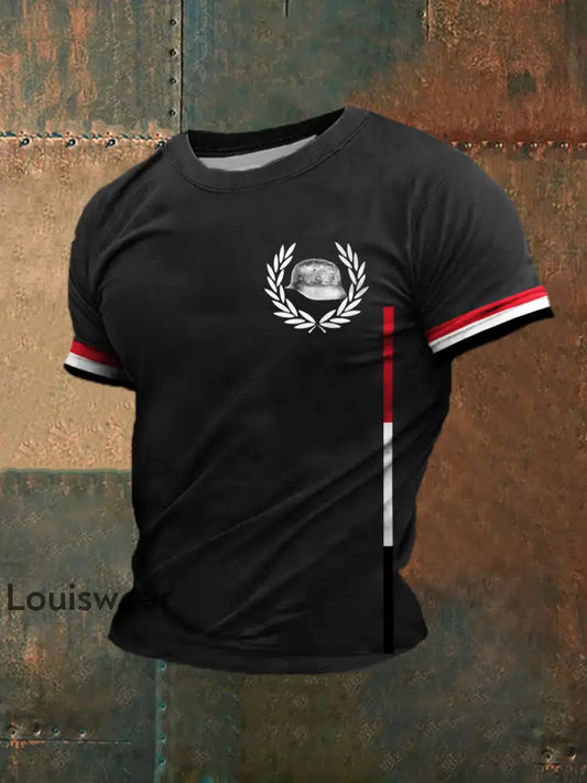 Männer Der Stahlhelm bedrucktes Kurzarm-T-Shirt Schwarz / S