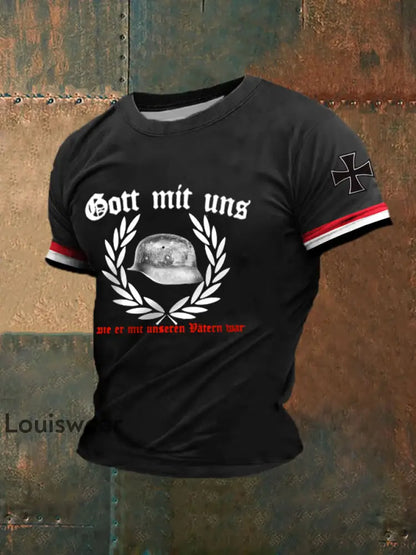 Männer Der Stahlhelm bedrucktes Kurzarm-T-Shirt Schwarz / S
