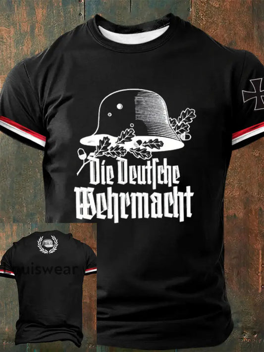 Männer Der Stahlhelm bedrucktes Kurzarm-T-Shirt Schwarz / S